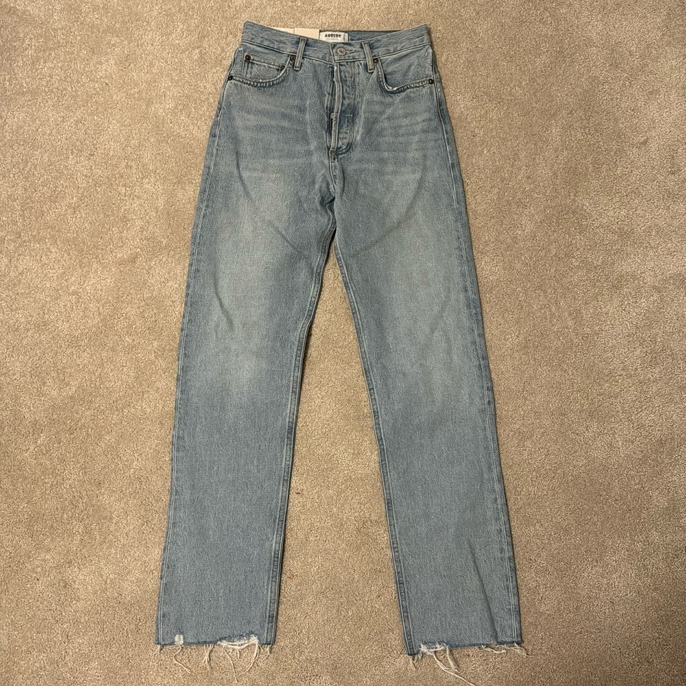 AGOLDE 90’s Pinch Waist High Rise Straight Jeans Denim Size 24 Light Wash